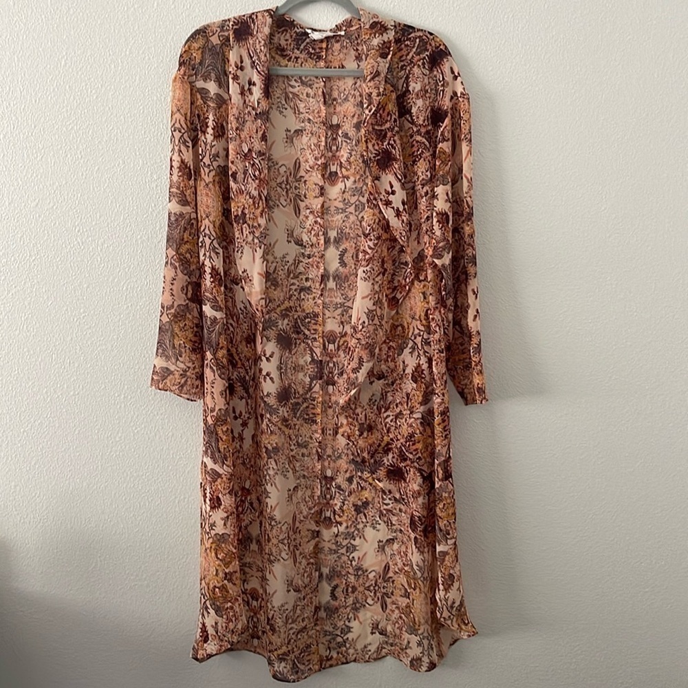 BCBGeneration Sheer Floral Kaftan Cover Up - Picture 3 of 8